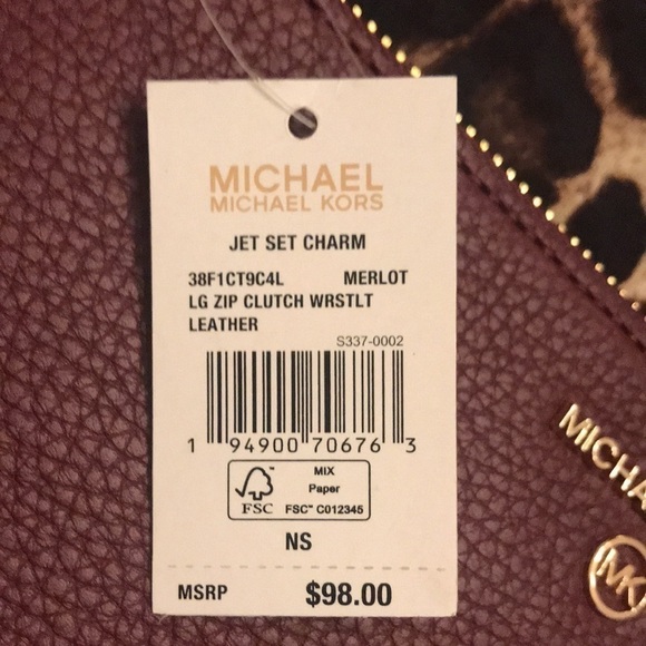Brand New Michael Kors Genuine Leather Large Zip Clutch Wristlet in Merlot - Picture 7 of 13